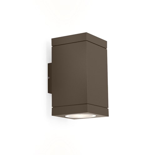 Wever & Ducré+TUBE CARRÉ WALL 2.0 PAR16 2x max. 5W GU10, IP65, välisvalgusti, pronks